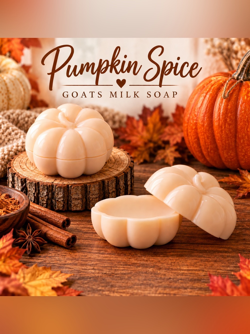 Pumpkin Spice Scented Goats Milk Soaps, Handcrafted